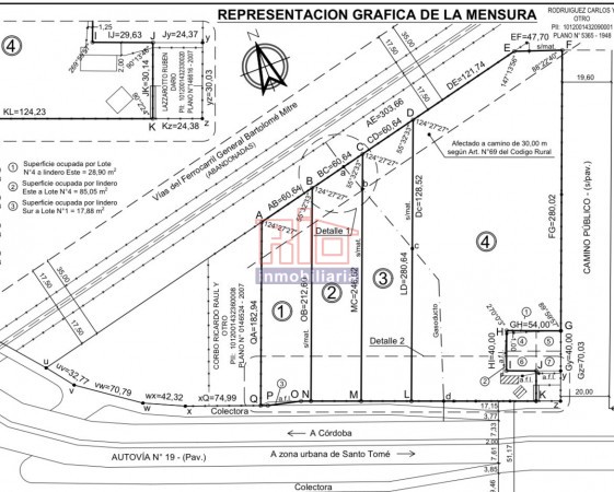 Tres Lotes sobre ruta 19 kilometro 6