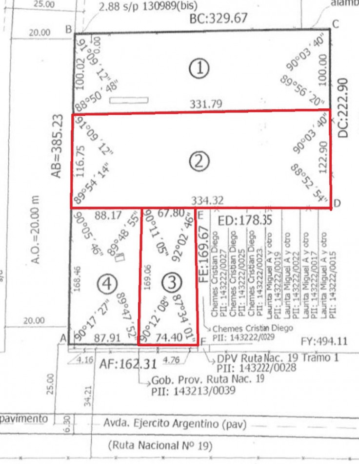 Importante Fraccion comercial sobre Ruta 19 Km 2